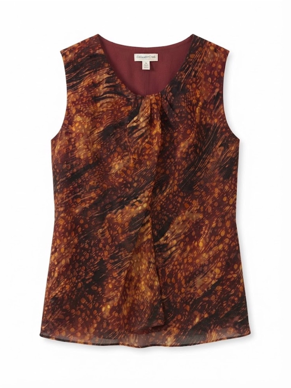 Chiffon Sleeveless Blouse - Brown Multi